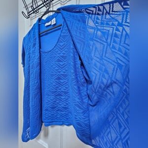 Blue Layered Top with Sheer Cardigan